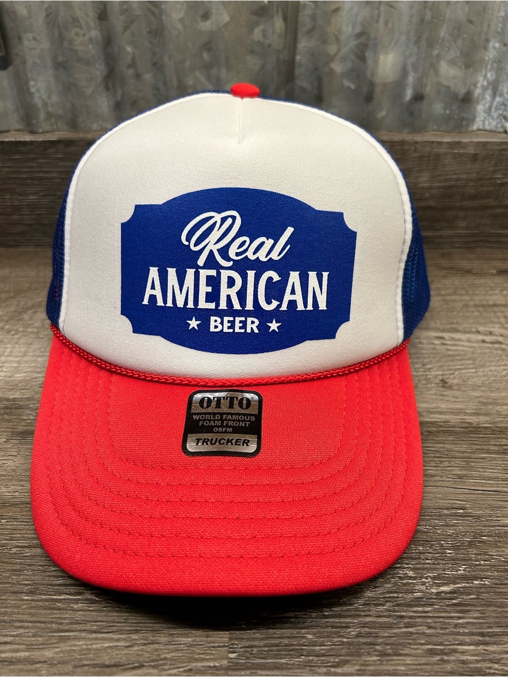 OTTO Red, White & Blue "Real American Beer" Trucker Hat